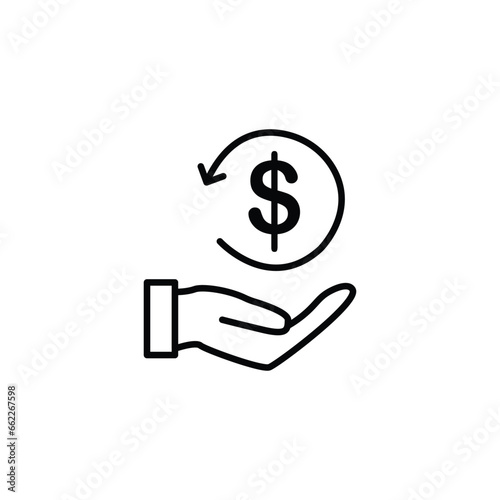 Cashback icon. Return money symbol concept isolated on white background. Vector illustration