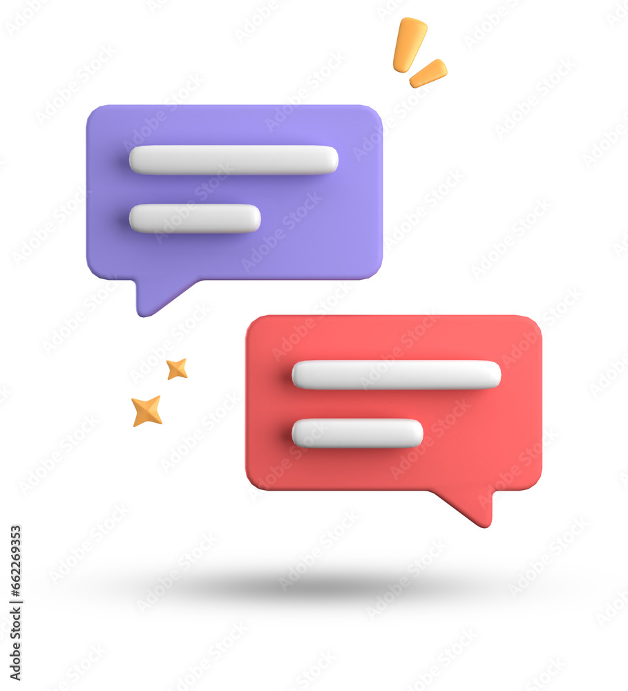 3d rendering of speech bubble, 3D pastel chat icon set. Set of 3d speak bubble. 3d rendering of speech bubble, 3D pastel chat icon set. Set of 3d speak bubble.