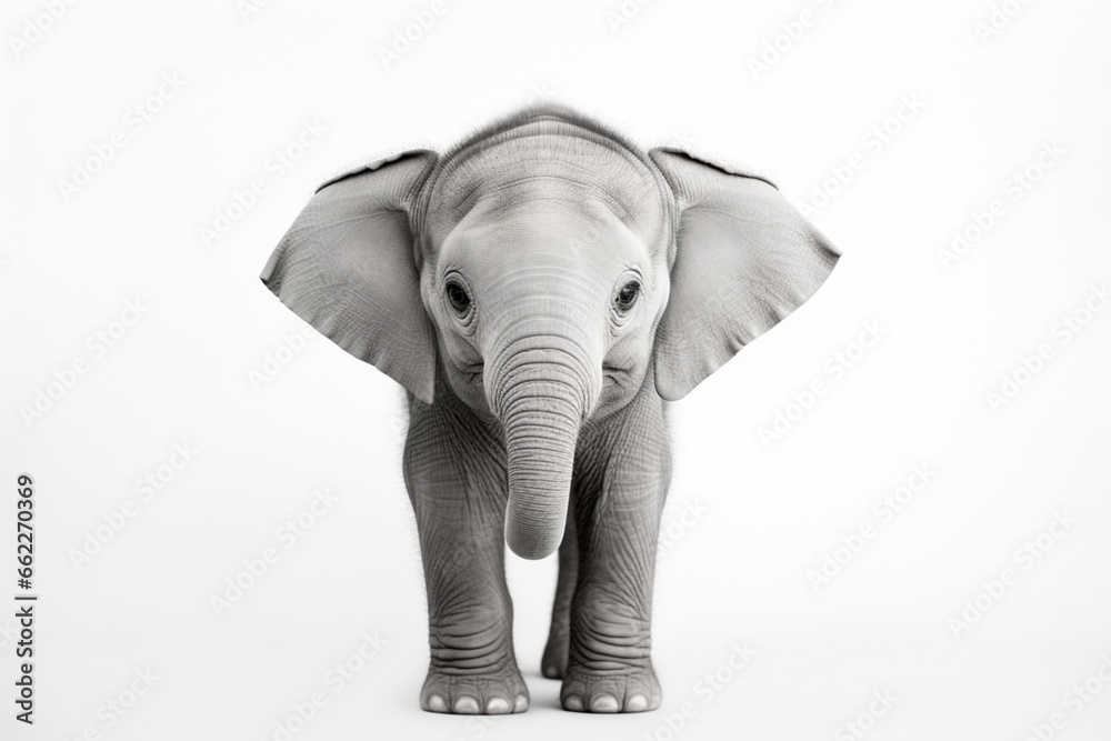 Fototapeta premium A baby elephant isolated on white