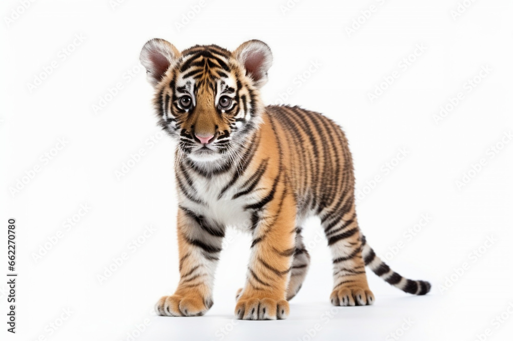 Obraz premium A baby bengal tiger isolated on white background