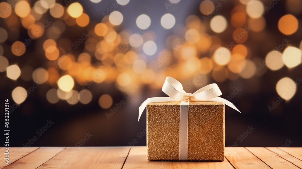 Christmas gift box on the table generated by AI tool Christmas gift box on the table generated by AI tool