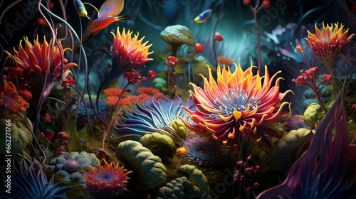 Sculpt an intricate, digital garden of psychedelic flora and fauna. © Samia