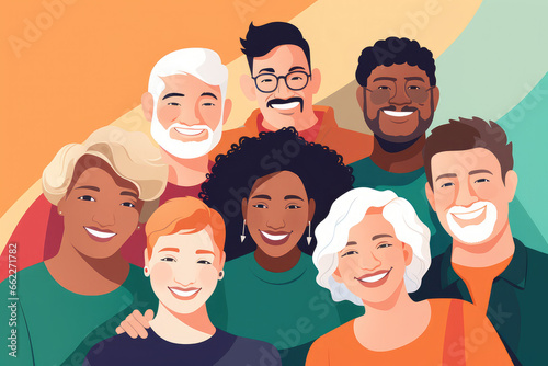 Illustration of diverse individuals representing Generation Z. The multiculturalism, inclusivity, and unique perspectives characteristic of this youngest generation of global citizens © Kien