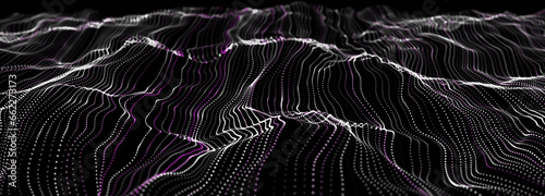 Abstract background with connection dots and lines. Big data. 3D rendering. Dark blue glow particle.