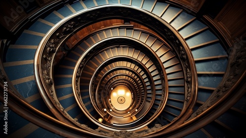 Spiral staircase viewed from the top.