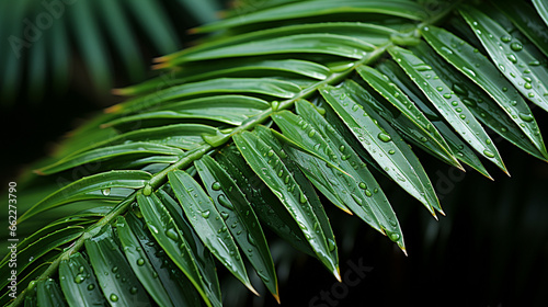 Close up of lush green palm tree leaf UHD wallpaper Stock Photographic Image photo