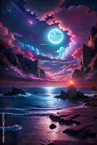 sky  night  landscape  moon  water  sea  sun  light  cloud  clouds  space  fantasy  planet  blue  lake  star  beauty  dark  sunset