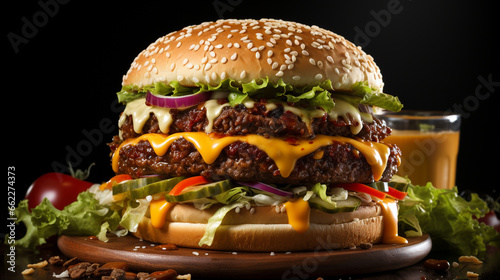 juicy hamburger with all the toppings