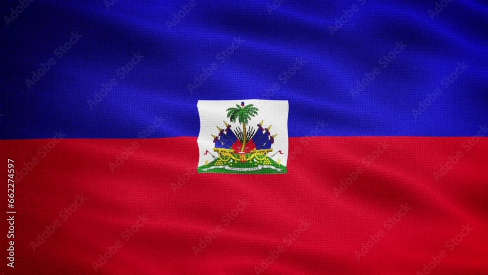 Natural Waving Fabric Texture Of Haiti National Flag Background, Seamless Loop Natural Waving Fabric Texture Of Haiti National Flag Background, Seamless Loop