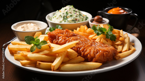 plate of crispy fish and chips