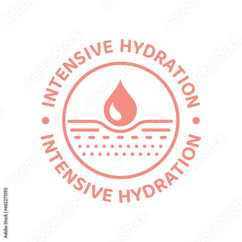 Intensive hydration vector label. Moisturizing skin care icon.
