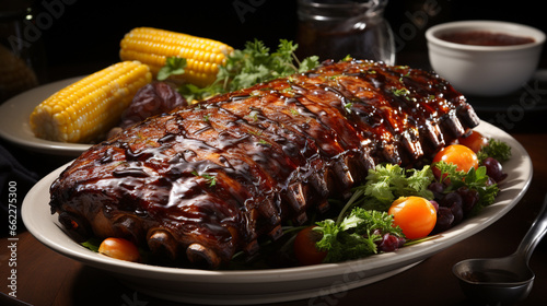 plate of mouthwatering barbecue ribs