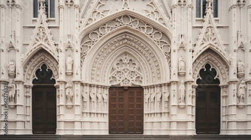 Symmetrical facade of an ornate cathedral. © Samia
