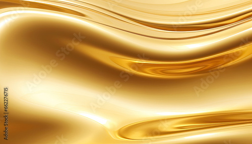 Gold metal texture with waves. Liquid golden metallic wavy abstract background.