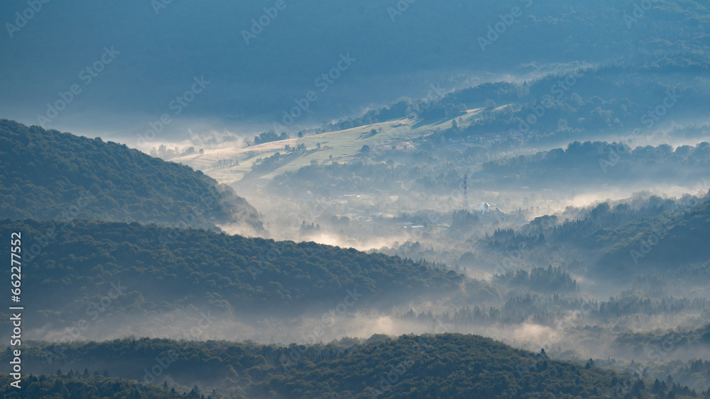 landscape with fog, mountains and fog landscape with fog, mountains and fog