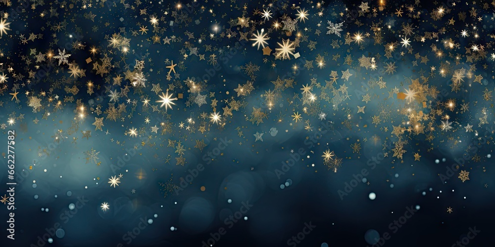 Golden Snowflakes Night - obrazy, fototapety, plakaty 
