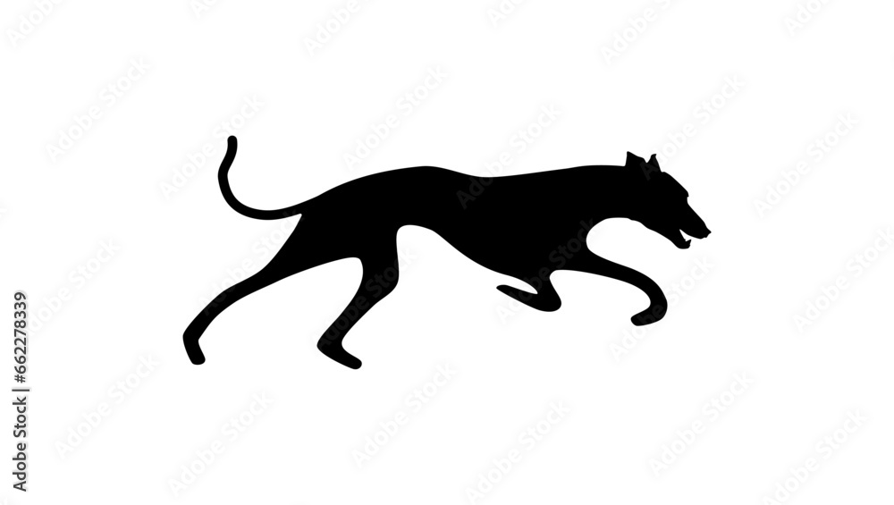 Greyhound run, black isolated silhouette
