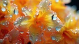  a close up of a yellow flower with water droplets on it.  generative ai