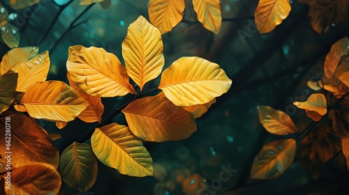  a close up of a tree with yellow leaves on it. generative ai