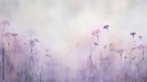  a painting of purple flowers in a field of purple flowers.  generative ai