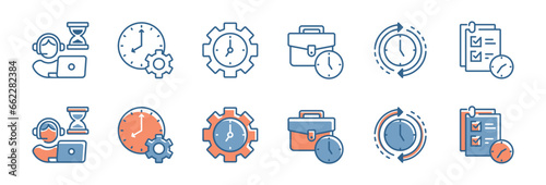schedule time management business deadline efficiency productivity icon set target strategy work optimization clock timer vector illustration 