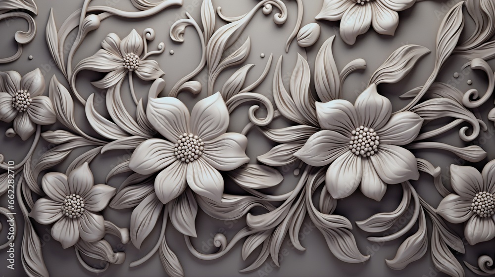 a close up of a flower design on a wallpaper. generative ai a close up of a flower design on a wallpaper. generative ai