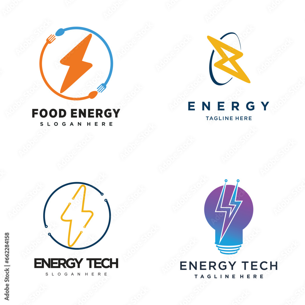 set bundle of energy logo design set bundle of energy logo design