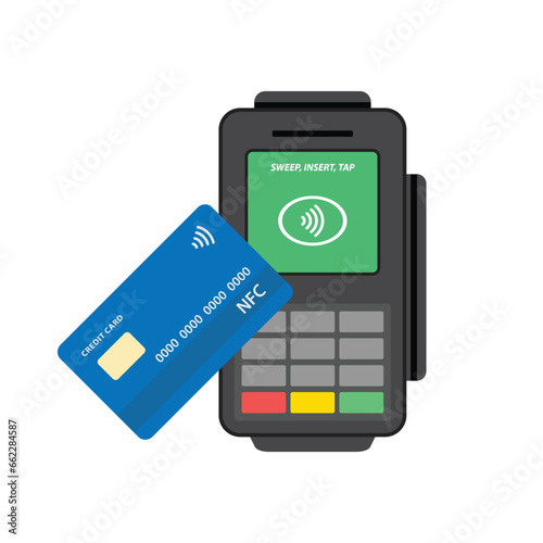 NFC technology contactless payment with credit card vector illustration