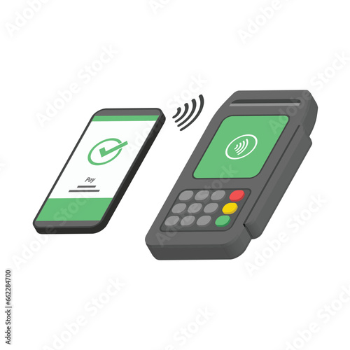 Contactless payments with smartphone NFC technology vector illustration