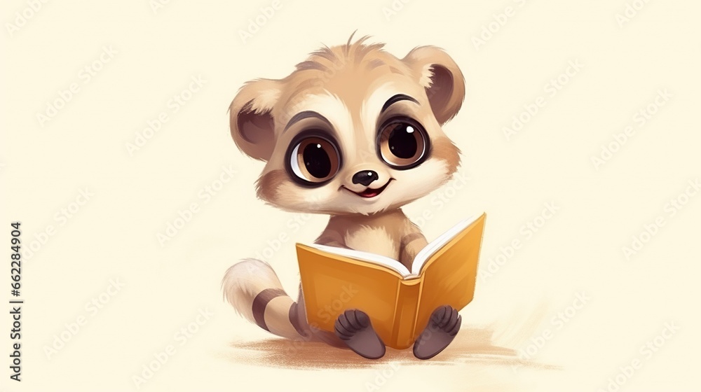 a racoon is reading a book while sitting down. generative ai a racoon is reading a book while sitting down. generative ai