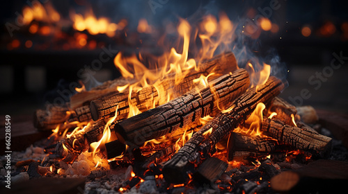 Light the wood fire for the barbecue during a cold UHD wallpaper Stock Photographic Image photo