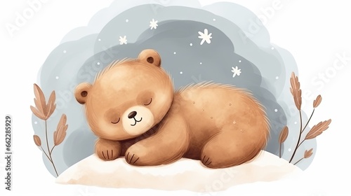  a brown bear laying on top of a snow covered ground.  generative ai
