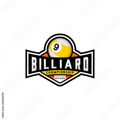 Logo of nine ball billiard vector design