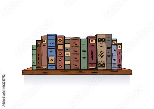 hand drawn old books. doodle book bindings. hand drawn book spines