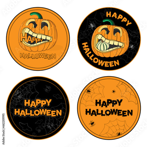 Set of  Halloween stickers.  Halloween pumpkin. Stickers pack