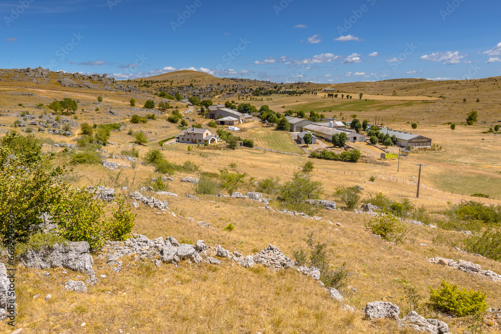 Fototapeta premium Village on limestone karst plateau