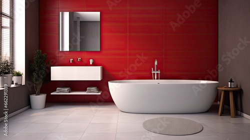  a white bath tub sitting in a bathroom next to a sink.  generative ai