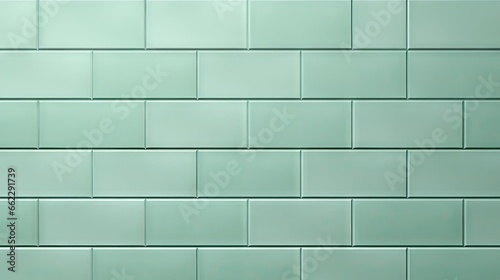  a wall made of green tiles with a light green background. generative ai
