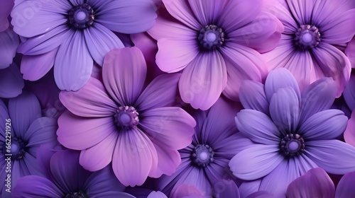  a bunch of purple flowers are in a group together on a purple background. generative ai