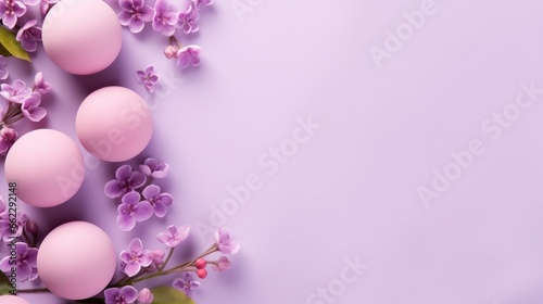  a bunch of eggs sitting on top of a purple table.  generative ai