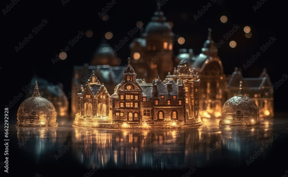 Illuminated Miniature Glass Buildings