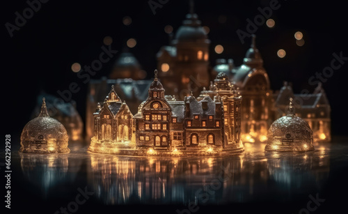 Illuminated Miniature Glass Buildings