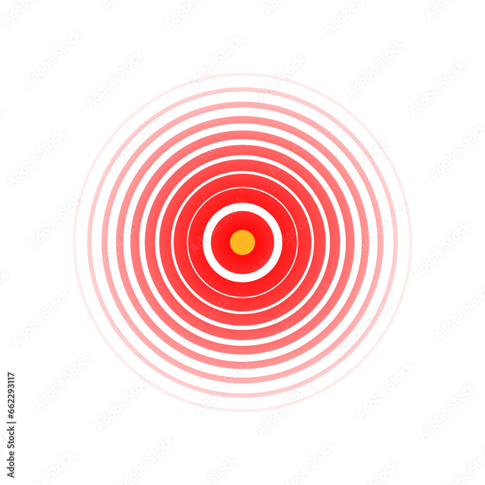 Throat pain or joint pain target red circle vector icon, pain