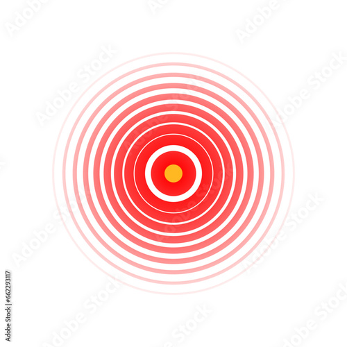 Throat pain or joint pain target red circle vector icon, pain localization spot of sore hurt and ache of toothache