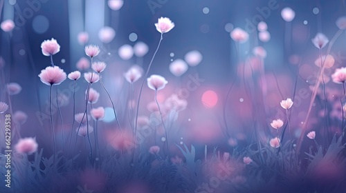  a bunch of pink flowers in a field of green grass. generative ai