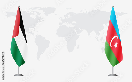Palestine and Azerbaijan flags for official meeting