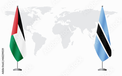 Palestine and Botswana flags for official meeting