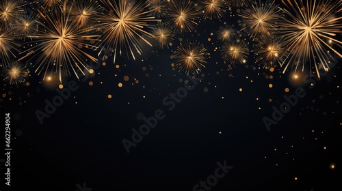 Banner with fireworks on light black background