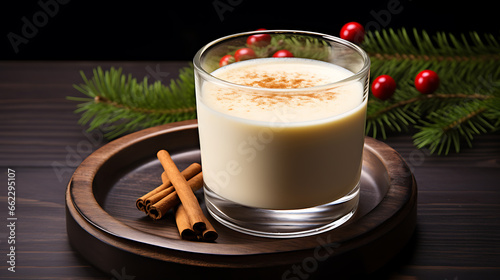 Christmas Eggnog with christmas festive background