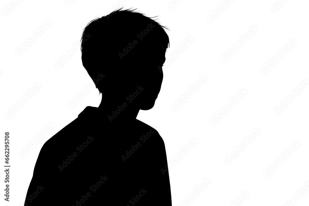 Black silhouette of an unknown person on a white background.
